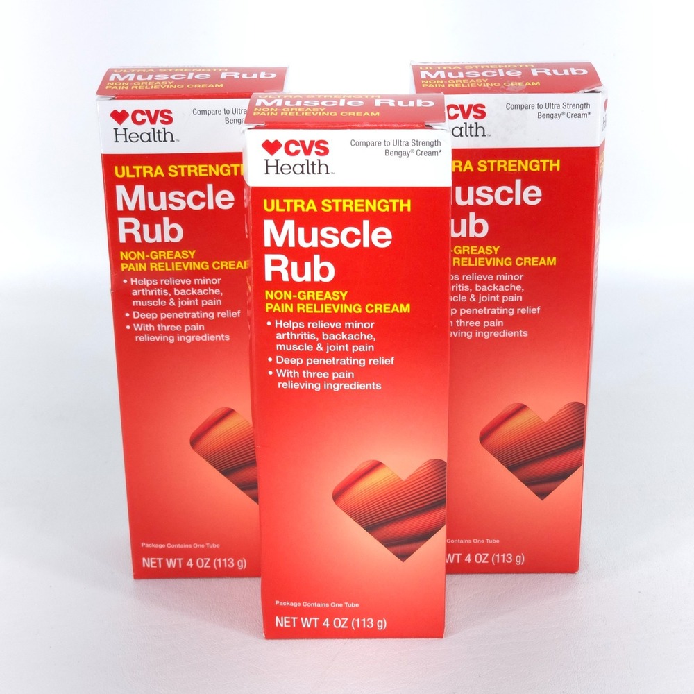 3x CVS Health Ultra Strength Muscle Rub 4oz Pain Relieving Cream EXP 2028 Sealed